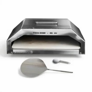 Stainless steel single braai pizza dome with cordierite ceramic stone