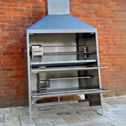 1200mm Freestanding Braai with Rocket Stove – Stainless Steel
