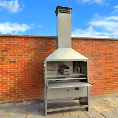 1200mm Freestanding Braai with Rocket Stove – Stainless Steel